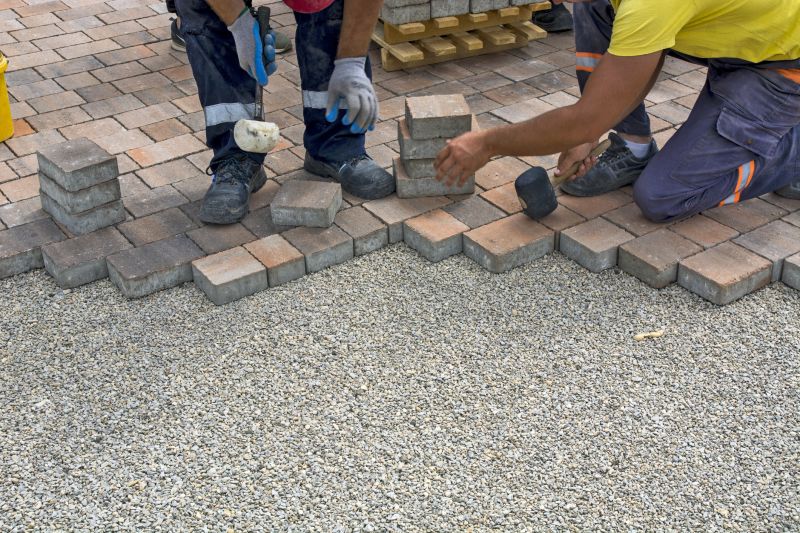 Paver patio construction in progress